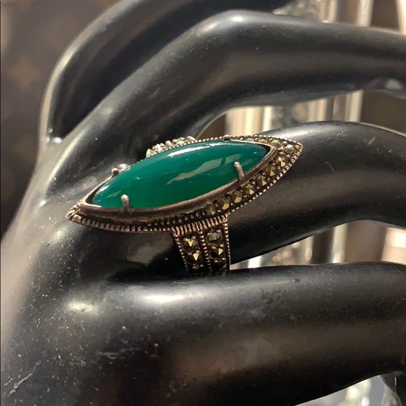 Malachite gemstone silver ring - Picture 2 of 8